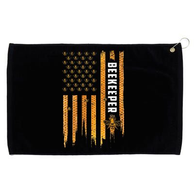 Beekeeping American Flag Honeycomb Honey Bees Beekeeper Grommeted Golf Towel