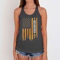 Beekeeping American Flag Honeycomb Honey Bees Beekeeper Women's Knotted Racerback Tank