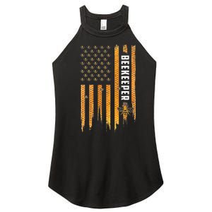 Beekeeping American Flag Honeycomb Honey Bees Beekeeper Women's Perfect Tri Rocker Tank