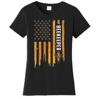 Beekeeping American Flag Honeycomb Honey Bees Beekeeper Women's T-Shirt