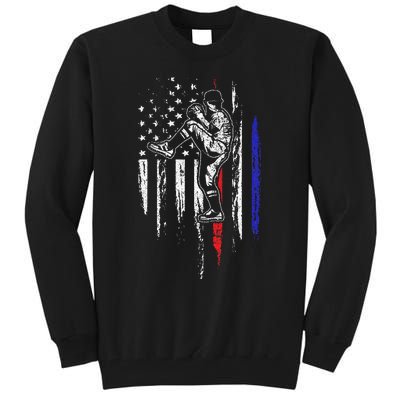 Baseball American Flag Pitcher USA Pitching 4th Of July Gift Tall Sweatshirt