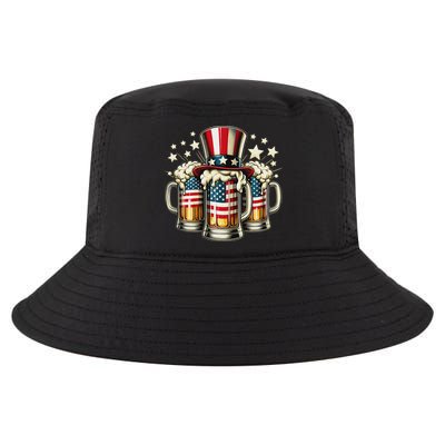 Beer American Flag Usa 4th Of July Party Drinking Women Cool Comfort Performance Bucket Hat