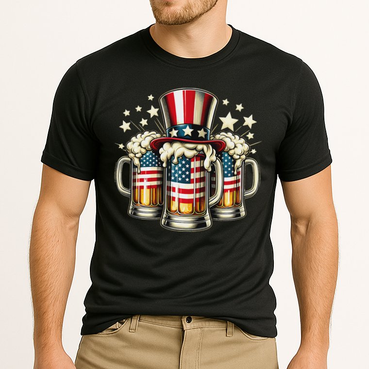 Beer American Flag Usa 4th Of July Party Drinking Women Cooling Performance Crew T-Shirt
