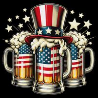 Beer American Flag Usa 4th Of July Party Drinking Women Cooling Performance Crew T-Shirt
