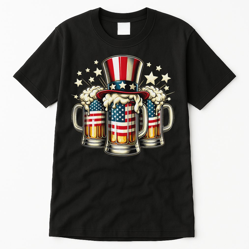 Beer American Flag Usa 4th Of July Party Drinking Women Tall T-Shirt