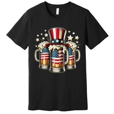 Beer American Flag Usa 4th Of July Party Drinking Women Premium T-Shirt