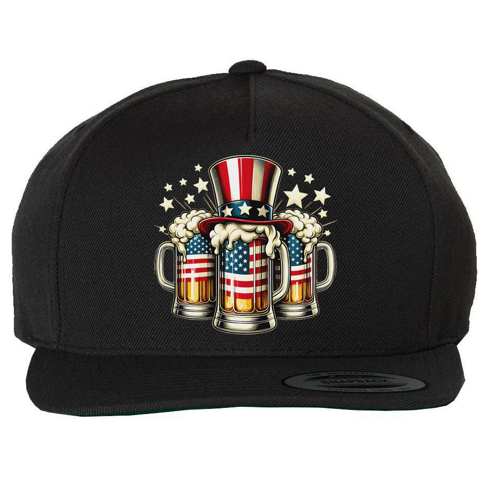 Beer American Flag Usa 4th Of July Party Drinking Women Wool Snapback Cap