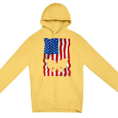 Butterfly American Flag Usa 4th Of July America Meaningful Gift Premium Pullover Hoodie