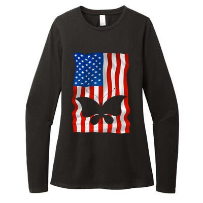 Butterfly American Flag Usa 4th Of July America Meaningful Gift Womens CVC Long Sleeve Shirt