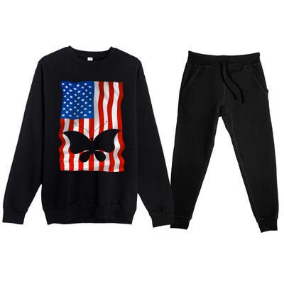 Butterfly American Flag Usa 4th Of July America Meaningful Gift Premium Crewneck Sweatsuit Set