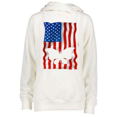 Butterfly American Flag Usa 4th Of July America Meaningful Gift Womens Funnel Neck Pullover Hood