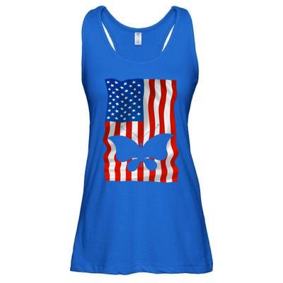 Butterfly American Flag Usa 4th Of July America Meaningful Gift Ladies Essential Flowy Tank