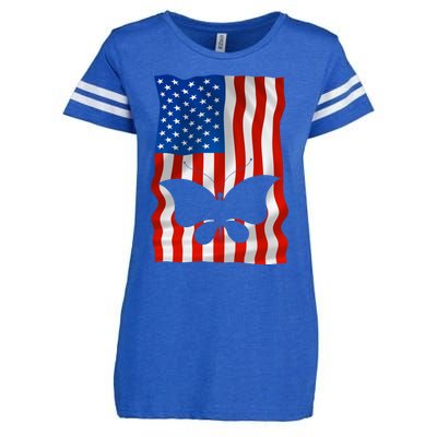 Butterfly American Flag Usa 4th Of July America Meaningful Gift Enza Ladies Jersey Football T-Shirt