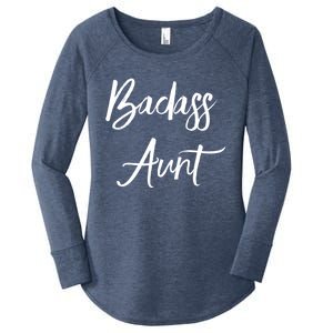 Badass Aunt Funny Gag Gift For Auntie From Niece Nephew Gift Women's Perfect Tri Tunic Long Sleeve Shirt