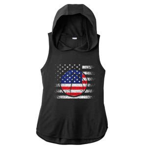 Basketball American Flag 4th Of July USA Sports Team Players Ladies PosiCharge Tri-Blend Wicking Draft Hoodie Tank