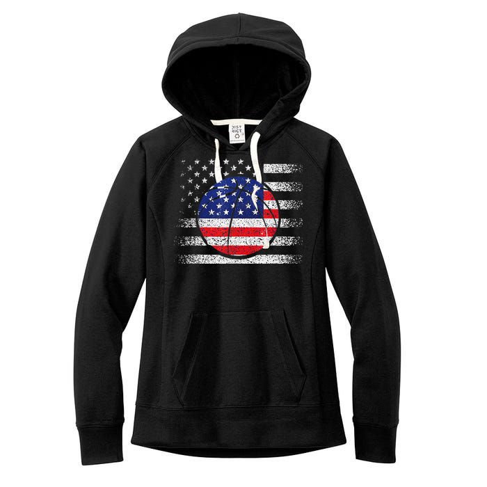 Basketball American Flag 4th Of July USA Sports Team Players Women's Fleece Hoodie