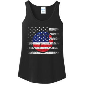 Basketball American Flag 4th Of July USA Sports Team Players Ladies Essential Tank