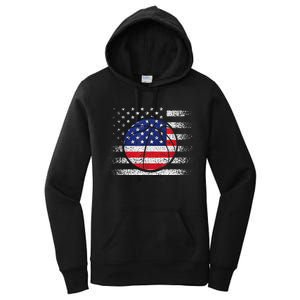 Basketball American Flag 4th Of July USA Sports Team Players Women's Pullover Hoodie