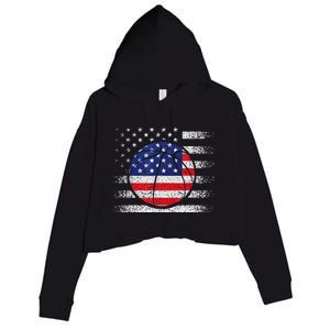 Basketball American Flag 4th Of July USA Sports Team Players Crop Fleece Hoodie