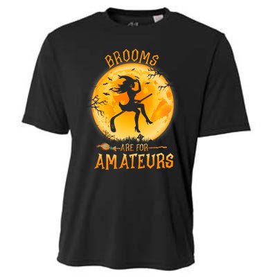 Brooms Are For Amateurs Witch Riding Hockey Stick Halloween Cooling Performance Crew T-Shirt