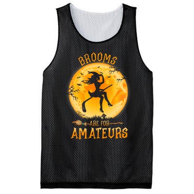 Brooms Are For Amateurs Witch Riding Hockey Stick Halloween Mesh Reversible Basketball Jersey Tank