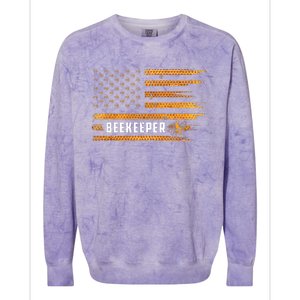 Beekeeping American Flag Honeycomb Honey Bees Beekeeper Colorblast Crewneck Sweatshirt