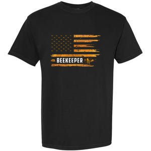 Beekeeping American Flag Honeycomb Honey Bees Beekeeper Garment-Dyed Heavyweight T-Shirt