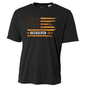 Beekeeping American Flag Honeycomb Honey Bees Beekeeper Cooling Performance Crew T-Shirt