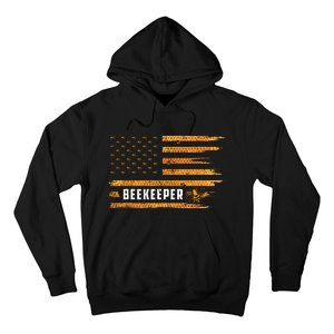 Beekeeping American Flag Honeycomb Honey Bees Beekeeper Hoodie