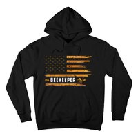 Beekeeping American Flag Honeycomb Honey Bees Beekeeper Hoodie