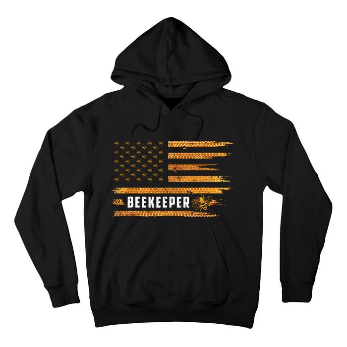 Beekeeping American Flag Honeycomb Honey Bees Beekeeper Hoodie