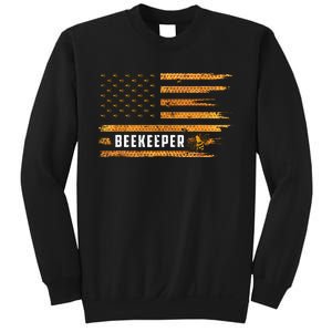 Beekeeping American Flag Honeycomb Honey Bees Beekeeper Sweatshirt