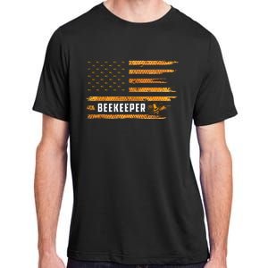 Beekeeping American Flag Honeycomb Honey Bees Beekeeper Adult ChromaSoft Performance T-Shirt