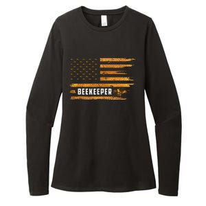 Beekeeping American Flag Honeycomb Honey Bees Beekeeper Womens CVC Long Sleeve Shirt