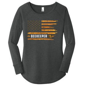 Beekeeping American Flag Honeycomb Honey Bees Beekeeper Women's Perfect Tri Tunic Long Sleeve Shirt