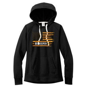 Beekeeping American Flag Honeycomb Honey Bees Beekeeper Women's Fleece Hoodie