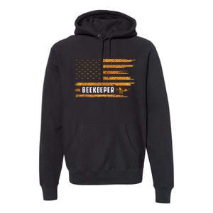 Beekeeping American Flag Honeycomb Honey Bees Beekeeper Premium Hoodie