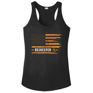 Beekeeping American Flag Honeycomb Honey Bees Beekeeper Ladies PosiCharge Competitor Racerback Tank