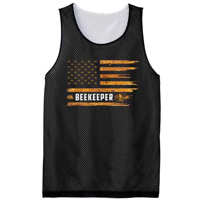 Beekeeping American Flag Honeycomb Honey Bees Beekeeper Mesh Reversible Basketball Jersey Tank