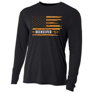 Beekeeping American Flag Honeycomb Honey Bees Beekeeper Cooling Performance Long Sleeve Crew