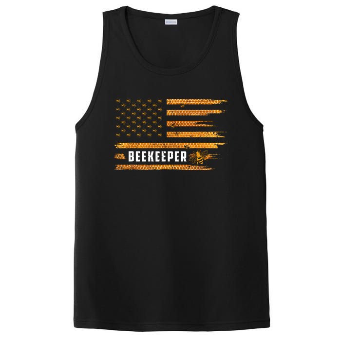 Beekeeping American Flag Honeycomb Honey Bees Beekeeper PosiCharge Competitor Tank