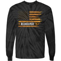 Beekeeping American Flag Honeycomb Honey Bees Beekeeper Tie-Dye Long Sleeve Shirt