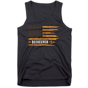 Beekeeping American Flag Honeycomb Honey Bees Beekeeper Tank Top