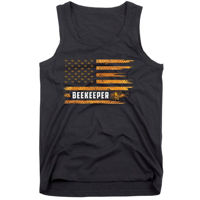 Beekeeping American Flag Honeycomb Honey Bees Beekeeper Tank Top