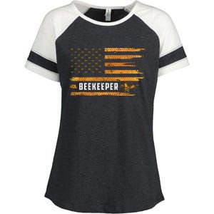 Beekeeping American Flag Honeycomb Honey Bees Beekeeper Enza Ladies Jersey Colorblock Tee