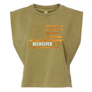 Beekeeping American Flag Honeycomb Honey Bees Beekeeper Garment-Dyed Women's Muscle Tee