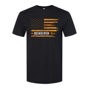 Beekeeping American Flag Honeycomb Honey Bees Beekeeper Softstyle CVC T-Shirt