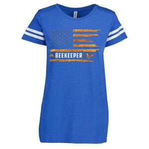 Beekeeping American Flag Honeycomb Honey Bees Beekeeper Enza Ladies Jersey Football T-Shirt