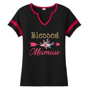 Blessed Arrow Flower Mom Mamaw Grandmom Happy MotherS Day Funny Gift Ladies Halftime Notch Neck Tee