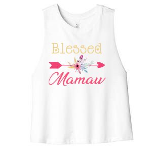 Blessed Arrow Flower Mom Mamaw Grandmom Happy MotherS Day Funny Gift Women's Racerback Cropped Tank